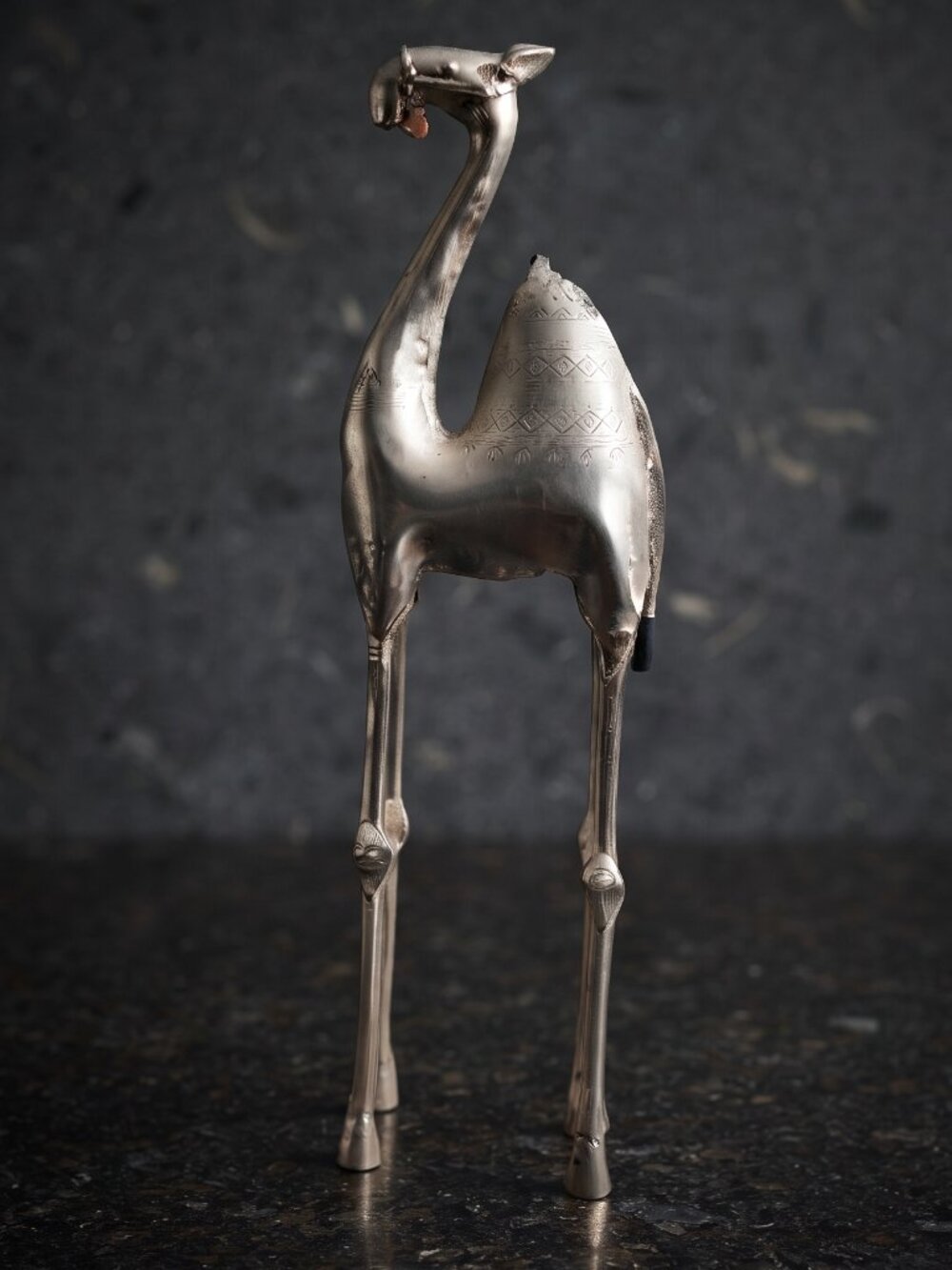 Vintage Bertil Bernhardt Silver Metal Camel Sculpture MCM 18.5” India